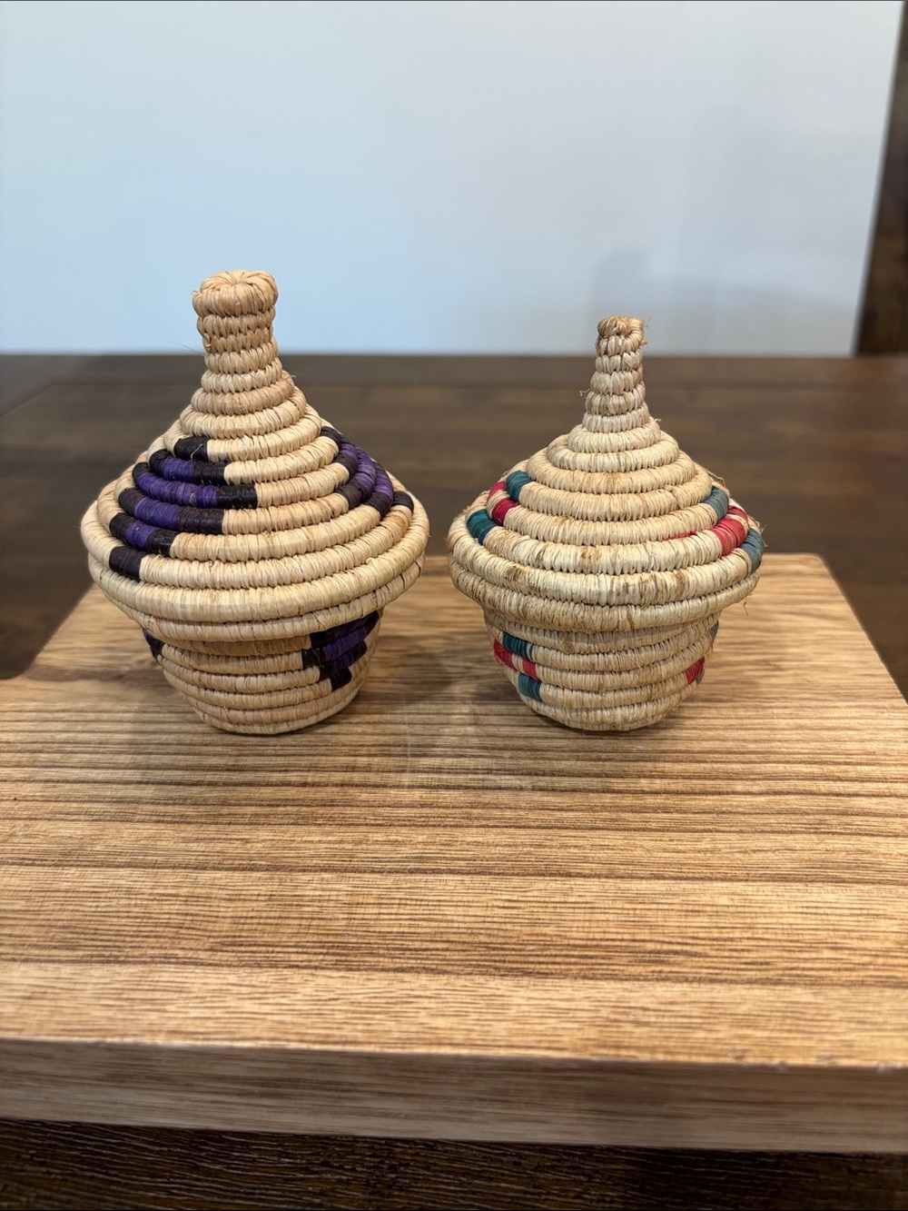Vintage Ethiopian Handwoven Natural Basket Set Set of 2